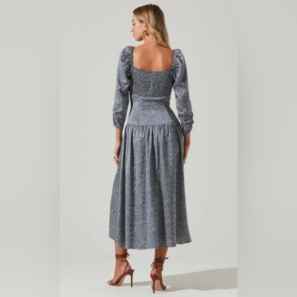 NEW Astr The Label Women’s Maxi Floral Silky Puff Sleeve Dress Size Large - Picture 3 of 16
